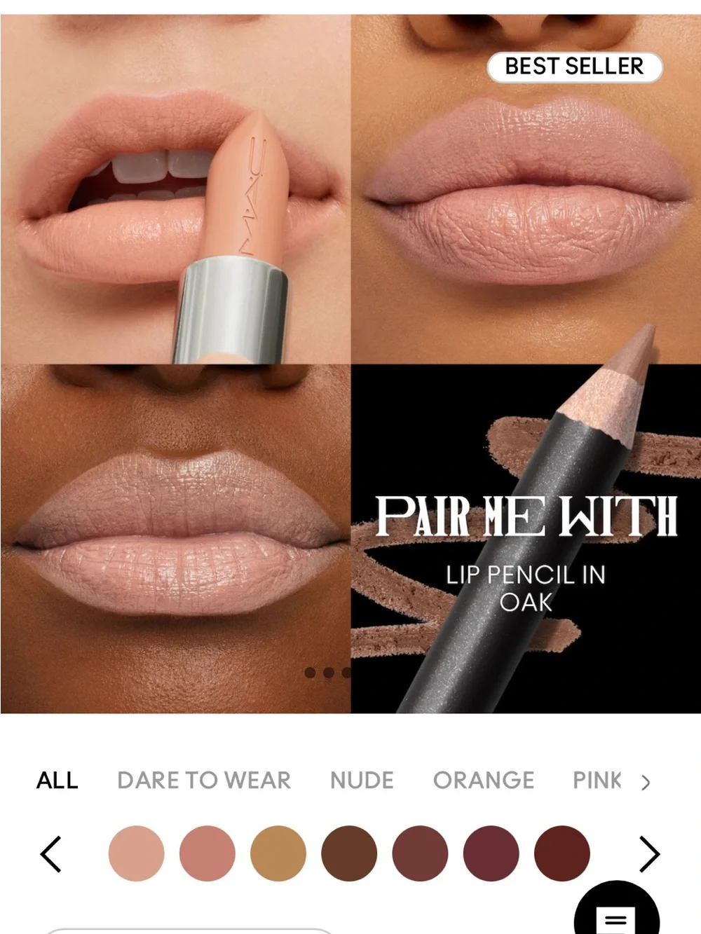 M.A.C. Macximal LIPSTICK # 833 CREME D'NUDE ~ 0.12 OZ.
